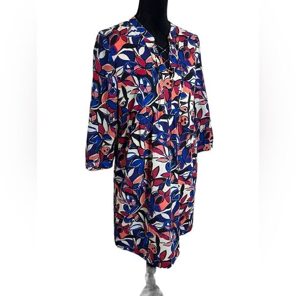 JCREW FLORAL TROPICAL LACE UP EMPIRE WAIST 3/4 SLEEVE DRESS WOMENS SIZE MEDIUM - Picture 6 of 10
